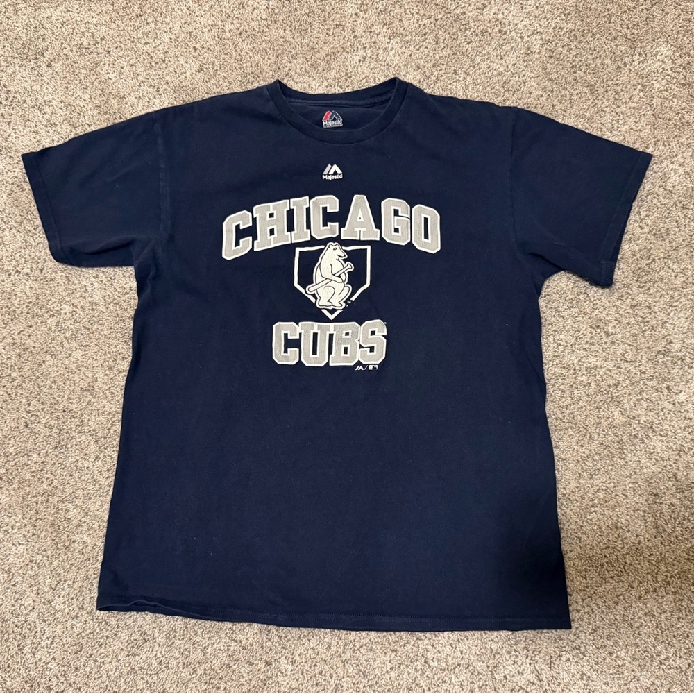 Majestic Navy Chicago Cubs Short Sleeve Tee